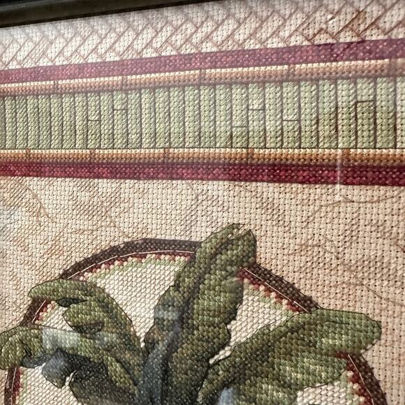 Tiki Cross Stitch Potted Tree FRAMED Wall Decor Completed Vintage - Picture 7 of 12